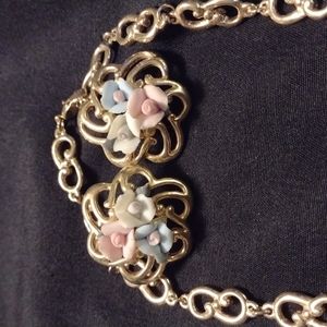 Floral and Gold Matching Jewelry Set